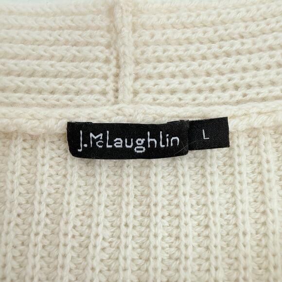 J. McLaughlin Wool Cashmere Sweater Size Large V Neck Ivory Luxury Minimalist - Picture 8 of 14